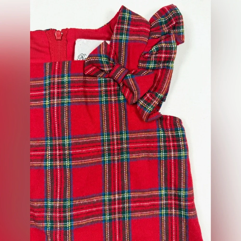 RARE EDITIONS‎ Baby Girls' Tartan Plaid Christmas Tree Deer Applique Jumper 12M